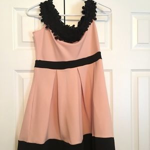 Pink and black off shoulder tea party dress